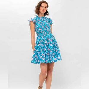 Oliphant Floral Mini Dress in Blue and Pink